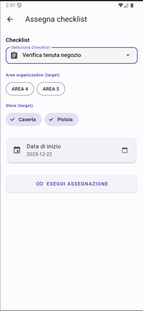 Screen checklist association